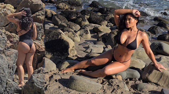 Daphne Joy Sizzles in Skimpy Bikini Exposing Voluptuous Boobs and Booty in Scorching Malibu Heatwave