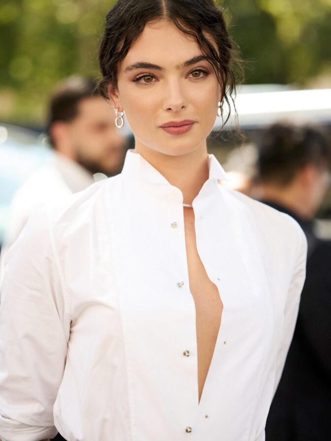 Deva Cassel Sizzles in Jaw-Dropping Cleavage-Baring White Shirt at Dior Couture Fashion Show