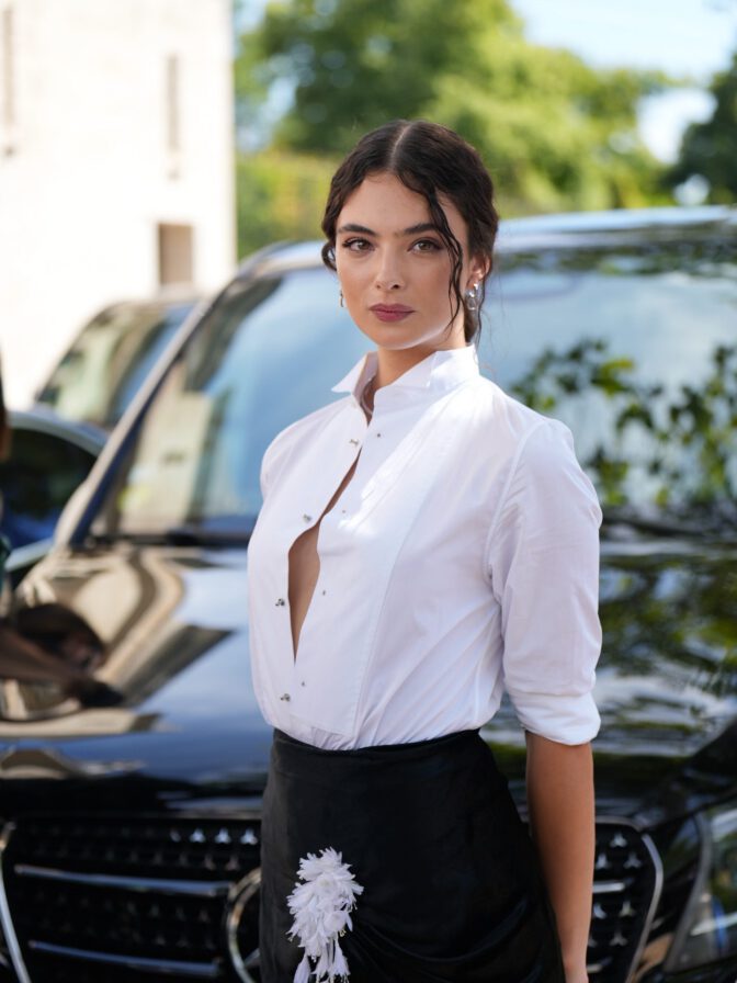 Deva Cassel Sizzles in Jaw-Dropping Cleavage-Baring White Shirt at Dior Couture Fashion Show