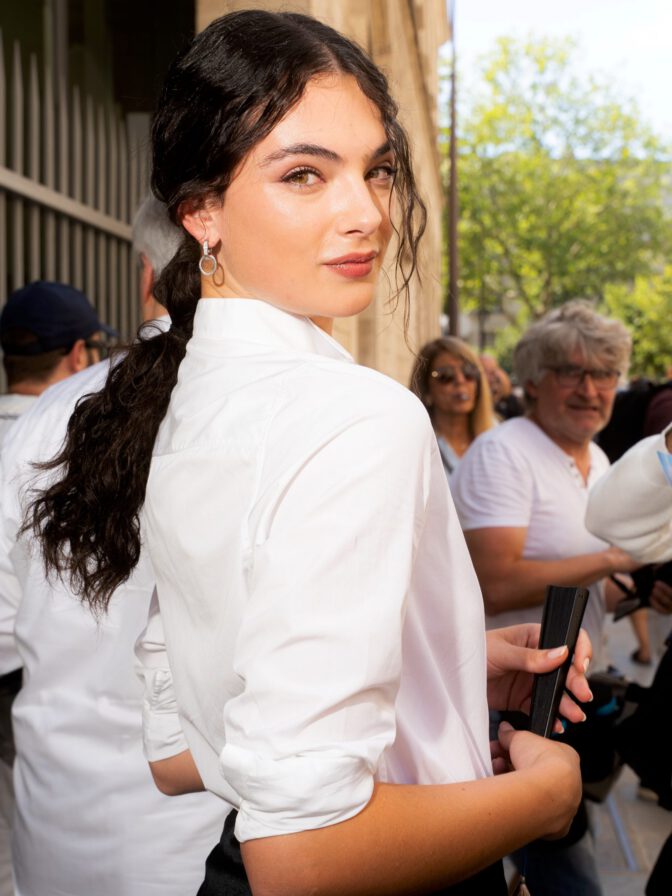 Deva Cassel Sizzles in Jaw-Dropping Cleavage-Baring White Shirt at Dior Couture Fashion Show