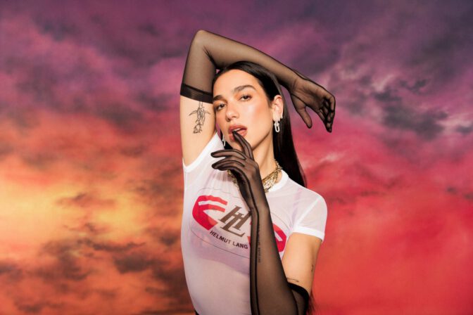 Dua Lipa Goes Totally Sheer in a Clinging Wet-Look Tee and Fishnets for Sexy New Photoshoot