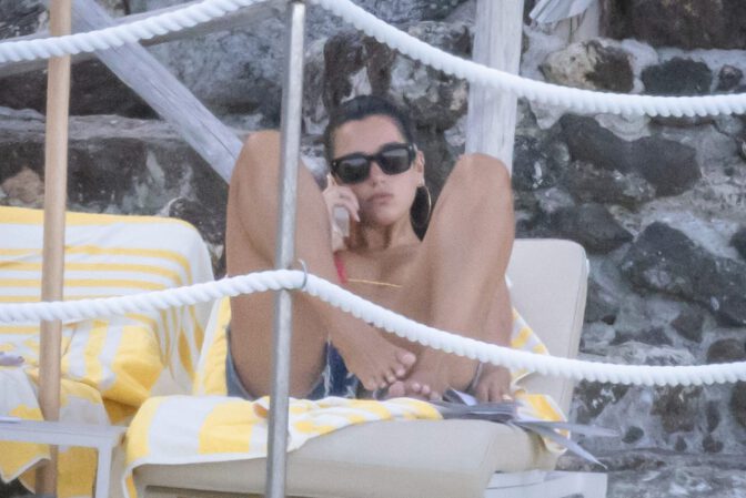 Dua Lipa Sizzles in Minuscule Yellow Bikini Exposing Her Curvy Ass During Sizzling Italian Vacation