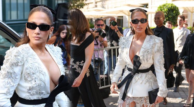 Jennifer Lopez's Voluptuous Boobs Spill Out of Daring White Zuhair Murad Blazer at Paris Fashion Week, Leaving Little to Imagination with Her Jaw-Dropping Cleavage on Full Display