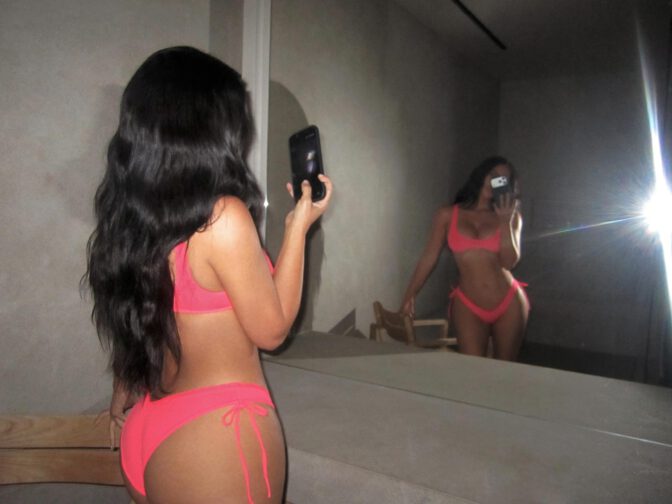 Kim Kardashian Sizzles in Scorching Hot SKIMS Bikini Selfies Exposing Ample Cleavage and Voluptuous Boobs