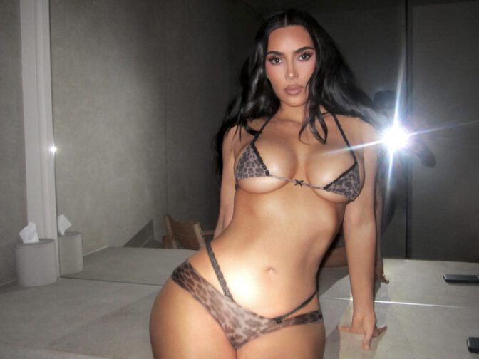 Kim Kardashian Sizzles in Scorching Hot SKIMS Bikini Selfies Exposing Ample Cleavage and Voluptuous Boobs