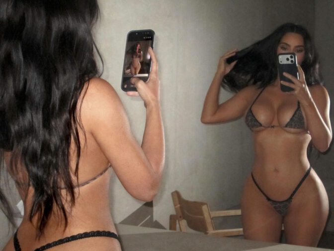 Kim Kardashian Sizzles in Scorching Hot SKIMS Bikini Selfies Exposing Ample Cleavage and Voluptuous Boobs