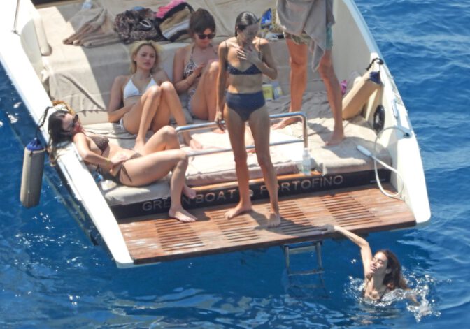 Lily James Flaunts Jaw-Dropping Curves in Barely-There Bikini on Portofino Boat