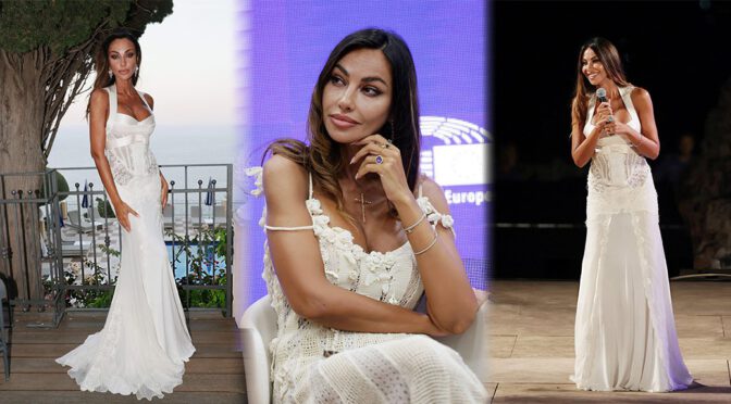 Madalina Ghenea Sizzles with Sexy Cleavage in See-Through Lace Dress at Nations Award Ceremony