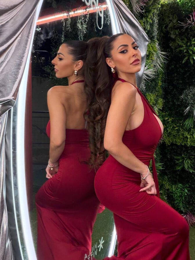 Maddalena Cabizzosu Sizzles in Jaw-Dropping Red Gown, Putting Her Voluptuous Tits and Insane Cleavage on Full Display