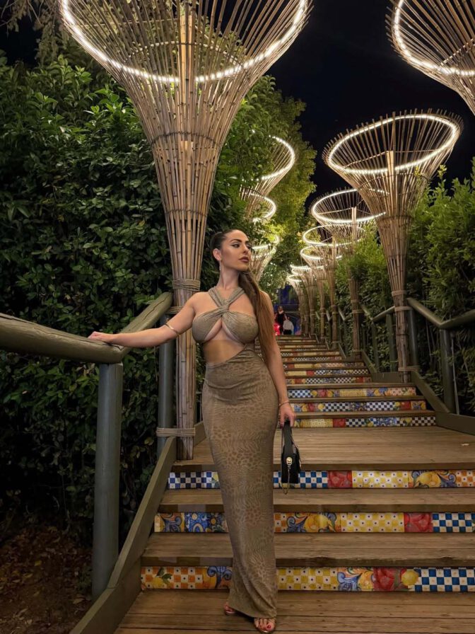 Maddalena Cabizzosu Sizzles in Skintight Dress with Jaw-Dropping Underboob Exposure and Serious Cleavage Action