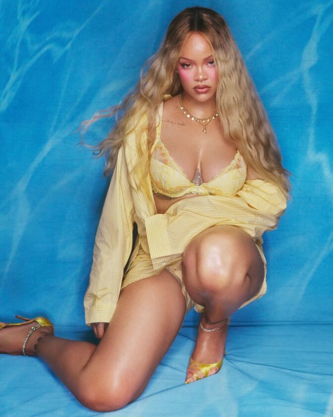 Rihanna Sizzles in Jaw-Dropping Savage X Fenty Lingerie Exposing Major Cleavage and Boobs in Sultry Yellow Outfit