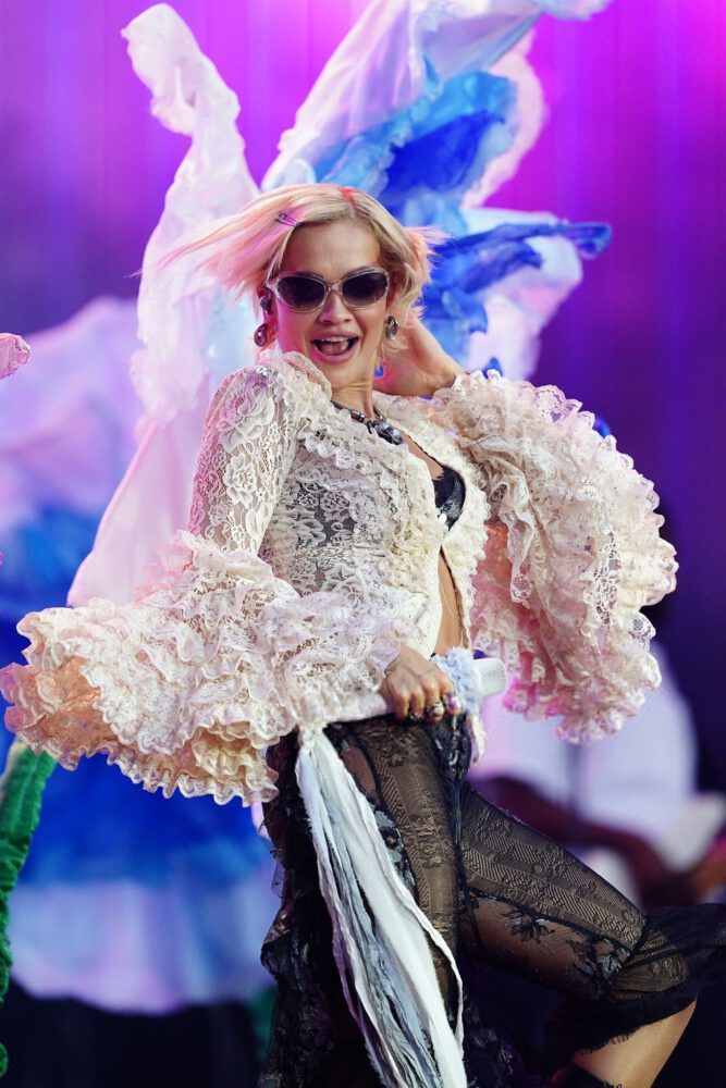 Rita Ora Sizzles in See-Through Lace Concert Getup Exposing Her Bare Ass and Thong