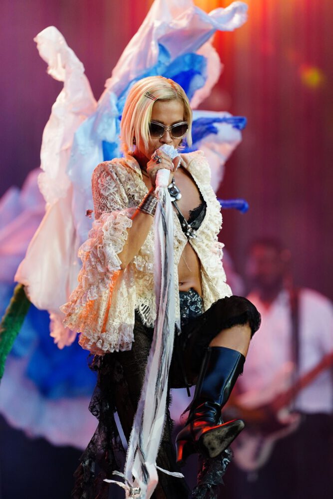 Rita Ora Sizzles in See-Through Lace Concert Getup Exposing Her Bare Ass and Thong