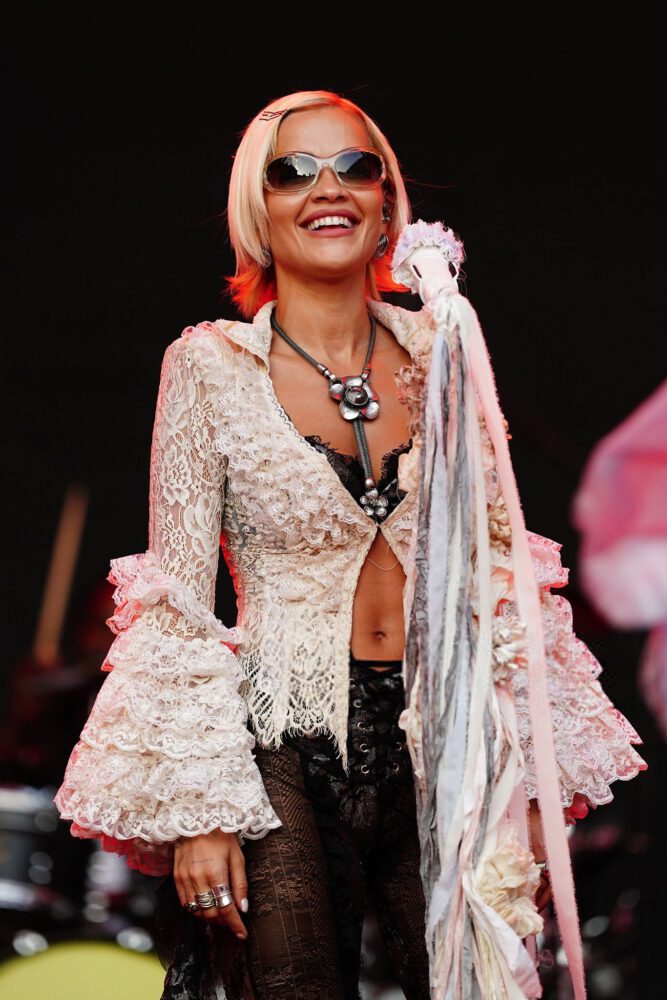 Rita Ora Sizzles in See-Through Lace Concert Getup Exposing Her Bare Ass and Thong