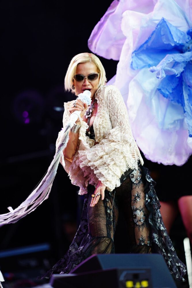 Rita Ora Sizzles in See-Through Lace Concert Getup Exposing Her Bare Ass and Thong