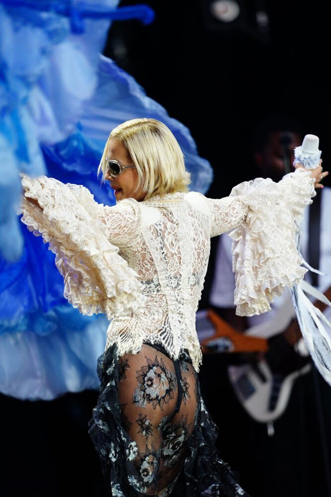 Rita Ora Sizzles in See-Through Lace Concert Getup Exposing Her Bare Ass and Thong