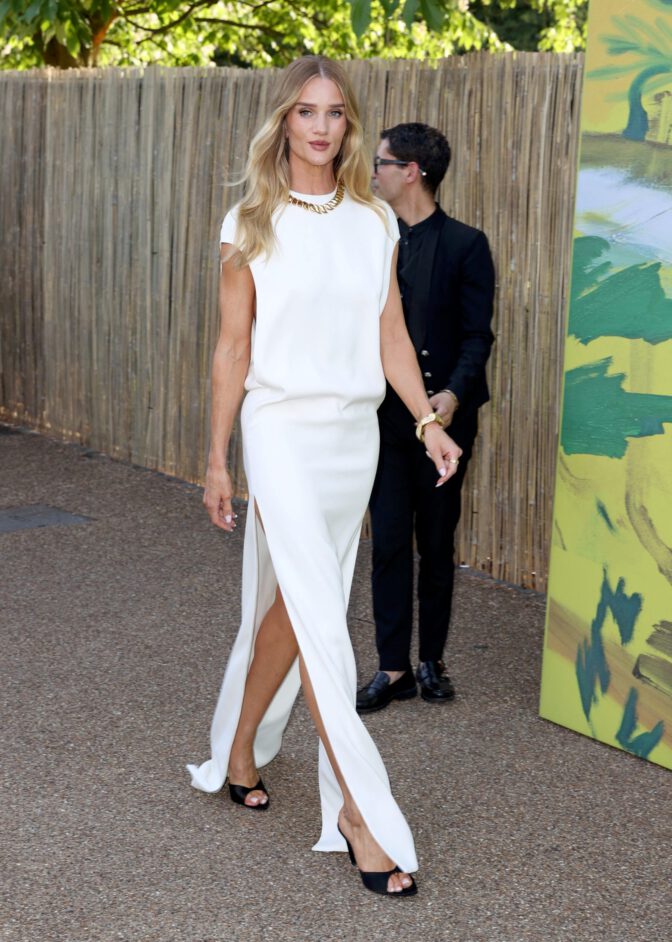 Rosie Huntington-Whiteley Bares Her Boobs in Sizzling Summer Party Reveal Exposing Sexy Cleavage and Going Braless on the Red Carpet