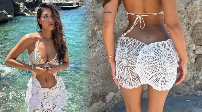 Tatiana Panakal Sizzles in See-Through Crochet Outfit Exposing Braless Boobs and Voluptuous Round Ass