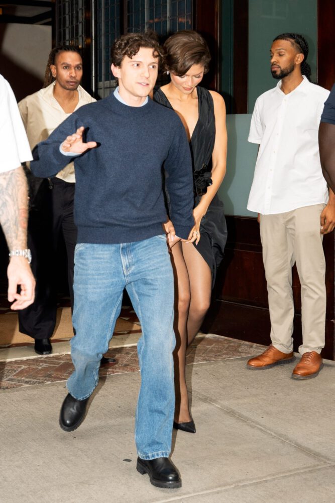 Zendaya Suffers Near Upskirt Tease in Slit Dress Leaving NYC Hotel