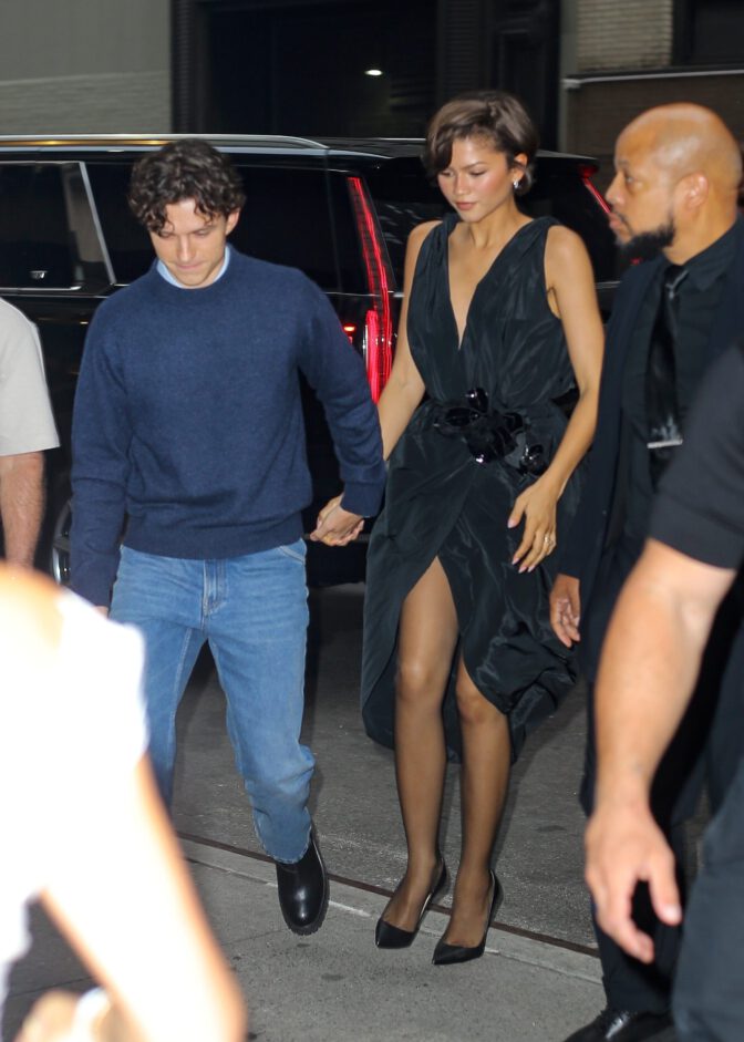 Zendaya Suffers Near Upskirt Tease in Slit Dress Leaving NYC Hotel