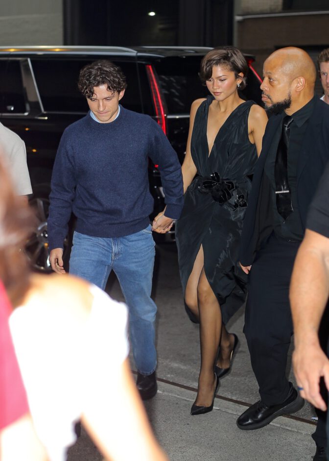 Zendaya Suffers Near Upskirt Tease in Slit Dress Leaving NYC Hotel