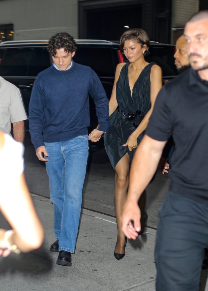 Zendaya Suffers Near Upskirt Tease in Slit Dress Leaving NYC Hotel