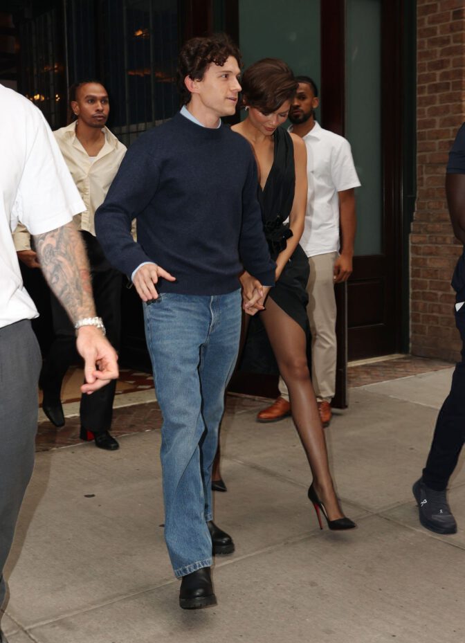 Zendaya Suffers Near Upskirt Tease in Slit Dress Leaving NYC Hotel