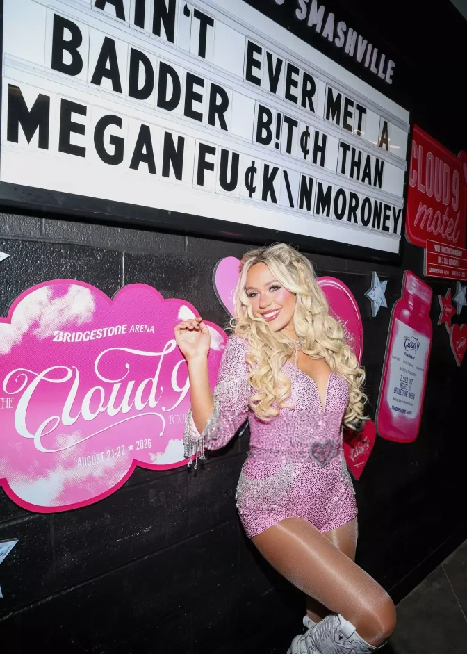 Megan Moroney Sets Nashville Ablaze in a Tiny Pink Beaded Dress That Barely Holds Her Curves