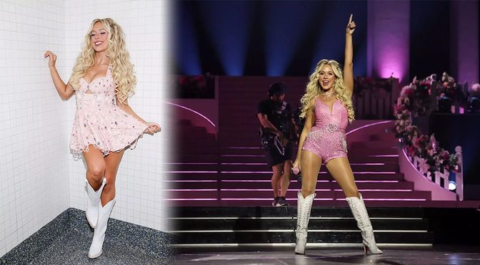 Megan Moroney Sets Nashville Ablaze in a Tiny Pink Beaded Dress That Barely Holds Her Curves