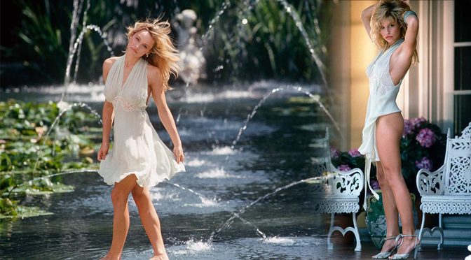 Pamela Anderson Vintage Nude Photoshoot: Sexy Sheer Slip Dress Reveals All
